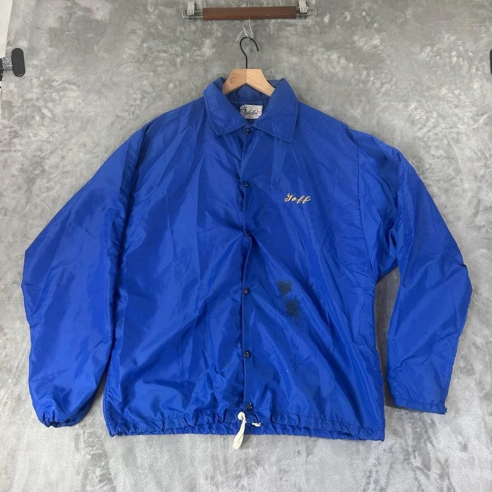 Vintage Speedline Jacket Mens Large Blue Snap Coach Windbreaker Turkey Creek